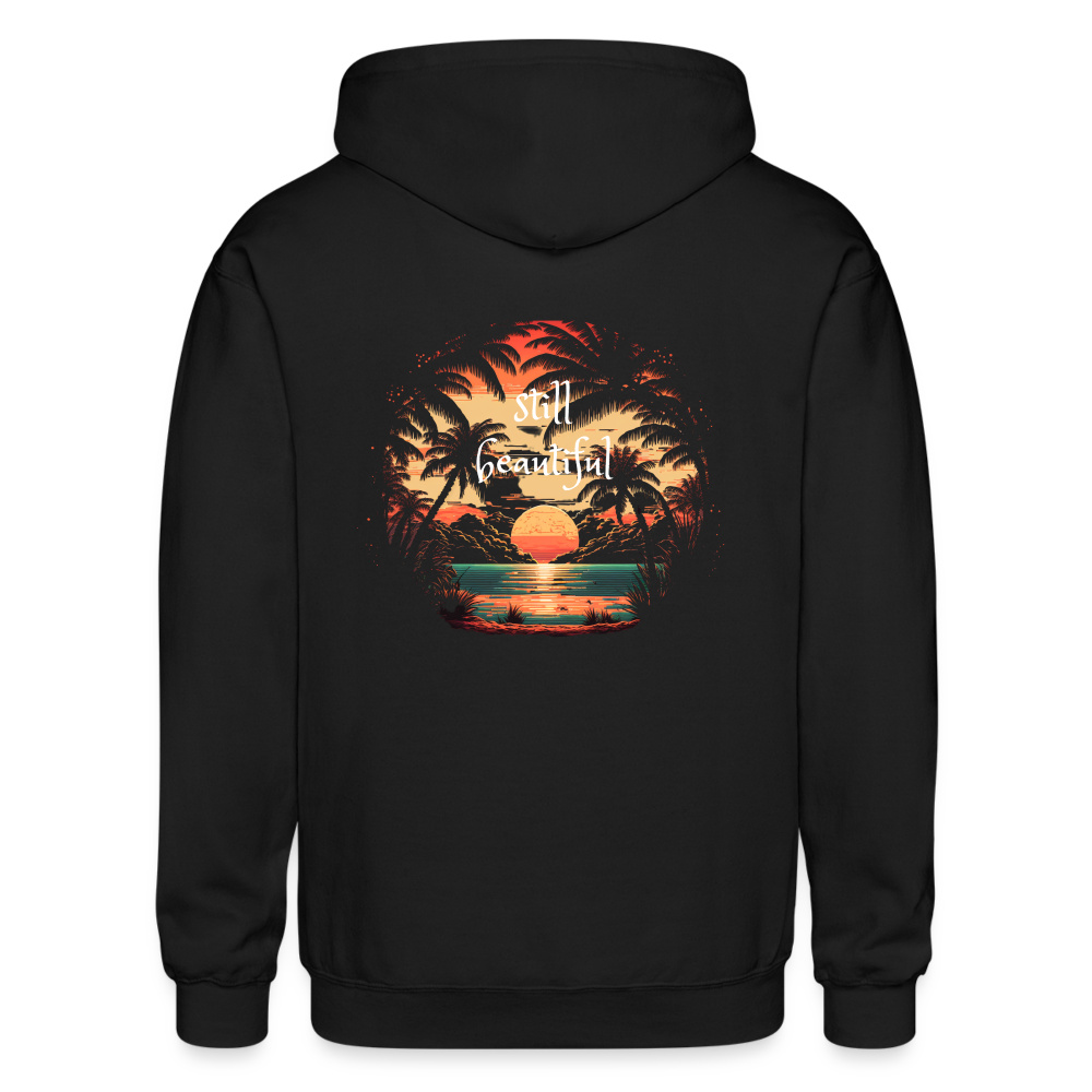 Gildan Heavy Blend Adult Zip Hoodie with Still Beautiful Graphic - black