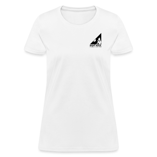 Women's T-Shirt with Full Night Nook Publishing Logo - white