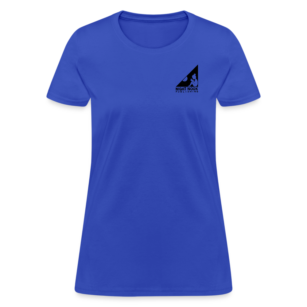Women's T-Shirt with Full Night Nook Publishing Logo - royal blue