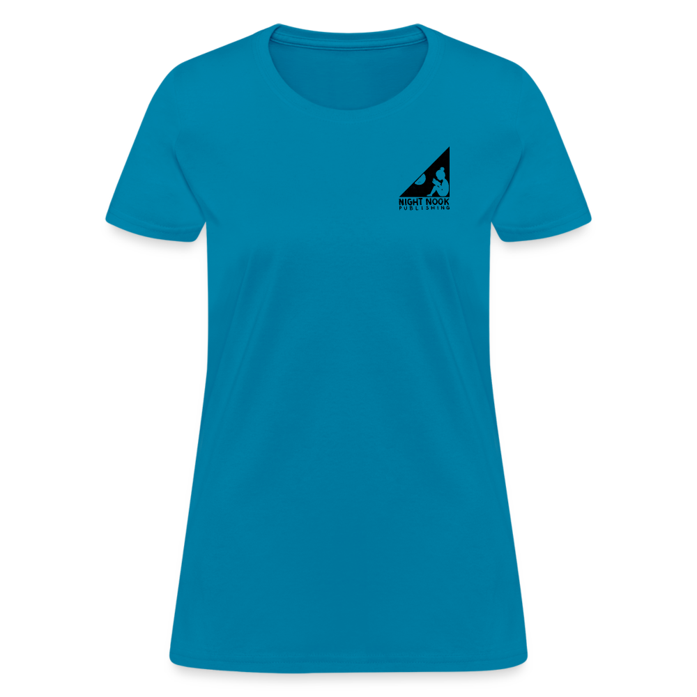 Women's T-Shirt with Full Night Nook Publishing Logo - turquoise