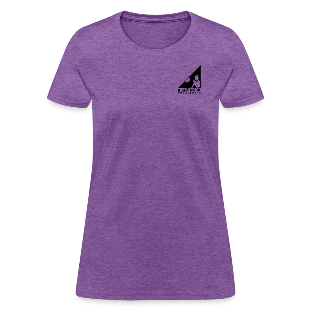 Women's T-Shirt with Full Night Nook Publishing Logo - purple heather